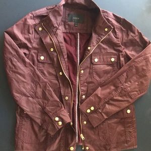 J CREW maroon chic rain jacket
